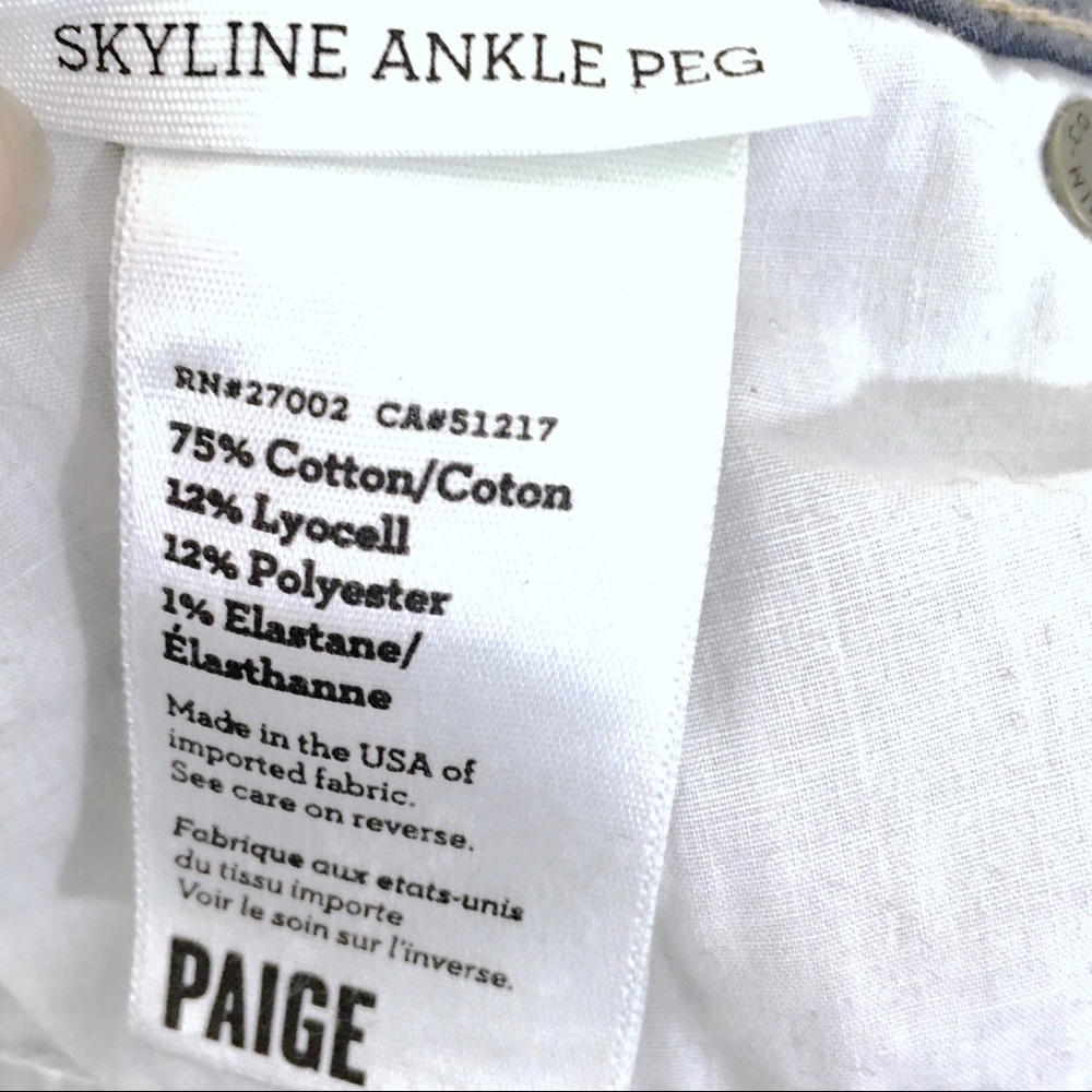 PAIGE Denim Jeans Skyline Ankle Peg - size 30 - Picture 5 of 5